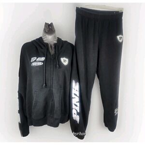 Victoria's Secret PINK RACER THEME Full Zip Hoodie With Pants ~Mismatched Size!